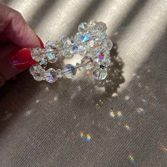 Vintage Laguna Set Necklace Bracelet Clip Earrings Aurora Borealis 1950s Parure - Picture 14 of 16